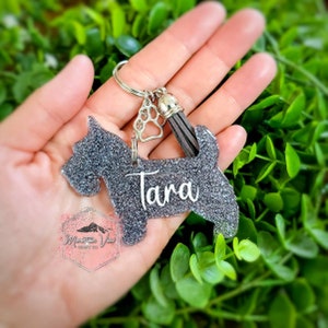 Customizable Scottish Terrier Glitter Keychain, Personalized Scottish Terrier Keychain, Scottie Mama Keychain, Scottish Terrier Gifts