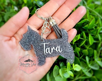 Customizable Scottish Terrier Glitter Keychain, Personalized Scottish Terrier Keychain, Scottie Mama Keychain, Scottish Terrier Gifts