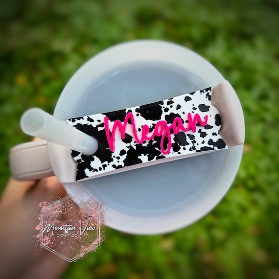 Personalized Name Tumbler Topper, 20oz 30oz 40oz tumbler topper, Cow print tumbler topper, H2.0 Tumbler Topper, Cow print accessories