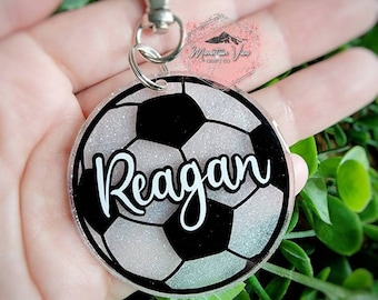 Personalized Soccer Glitter Bag Tag, soccer nametags, personalized sports bag tag, soccer bag tag, Soccer accessories, Soccer gifts