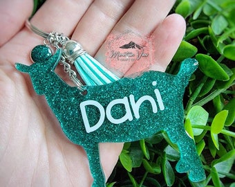 Customizable Alpine Goat Glitter keychain, personalized alpine goat keychain, dairy goat gifts, goat mom, goat accessories, goat gifts