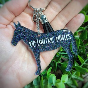Customizable Mule Glitter keychain, personalized mule keychain, mule gifts, personalized mule gifts, mule mom, mule mama