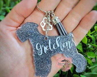 Llavero de brillo de Schnauzer personalizable, llavero de Schnauzer personalizado, mamá de Schnauzer, regalos de Schnauzer, schnauzer con orejas naturales