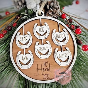 Personalized Horse Shoe Ornament, custom horse ornament, custom horse gifts, equestrian, horse farm christmas ornament, horse barn gifts