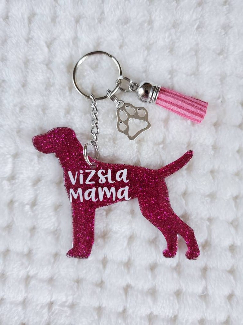 Vizsla Gifts Vizsla Mama Gifts Customizable Vizsla Glitter Keychain Personalized Vizsla Keychain Vizsla Lover Vizsla Mama Keychain