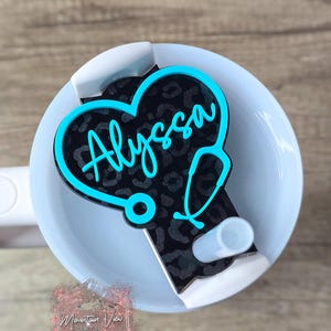 Personalized Nurse Tumbler Topper, Nurse Gifts, RN/CNA/LPN/Medical Field, 20oz 30oz 40oz tumbler topper, H2.0 Tumbler Topper, leopard print