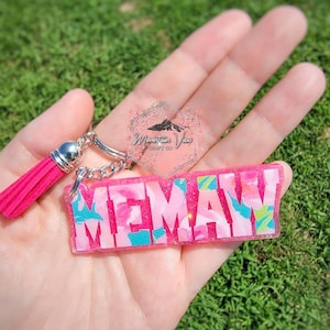 Customizable Memaw keychain, Glitter Memaw keychain, grandma keychain, personalized mother's day gift, grandma gifts, gifts for Memaw