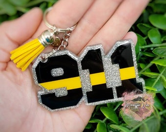 911 Dispatcher keychain, thin gold line keychain, dispatcher keychain, glitter Keychain , dispatcher gifts, thin gold line