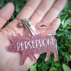 Customizable Pig Glitter keychain, personalized pig keychain, 4H show gifts, livestock keychain, personalized pig accessories, pig mom