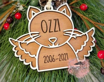 Personalized Cat Memorial Christmas Ornament, Personalized Ornament, Engraved Cat Ornament, Pet Memorial Ornament, pet loss ornament
