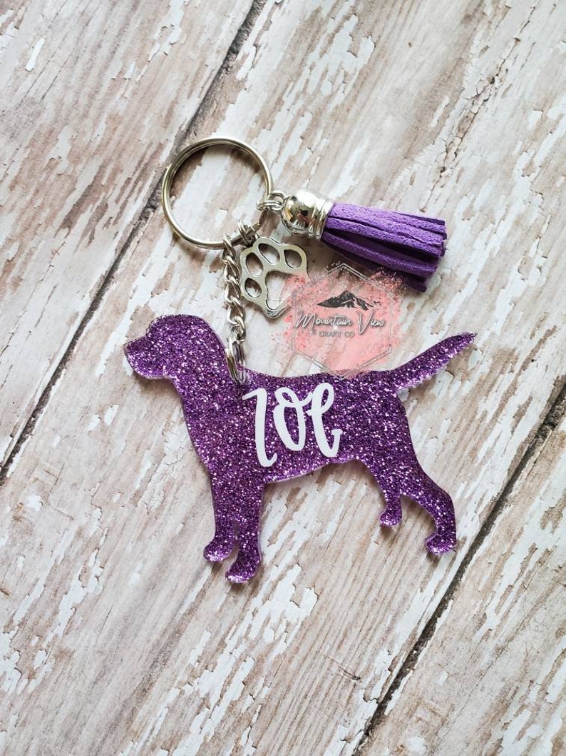 Customizable Labrador Retriever Glitter Keychain Personalized Etsy