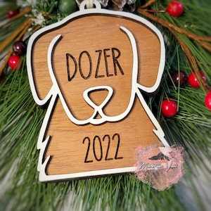 Personalized Dog Christmas Ornament, Personalized Christmas Ornament, Engraved Dog Ornament, New Dog gifts, Pet Memorial Ornament