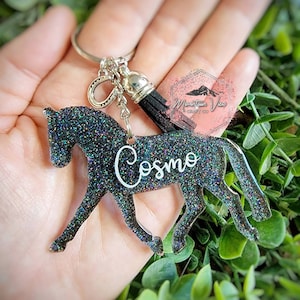 Customizable Dressage Horse Glitter keychain, personalized dressage horse keychain, dressage gifts, equestrian gifts