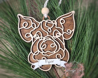 Personalized Line Art Pig Christmas Ornament, Personalized Pig Ornament, Livestock Ornament, Farm Gifts, Personalized Pig Gifts