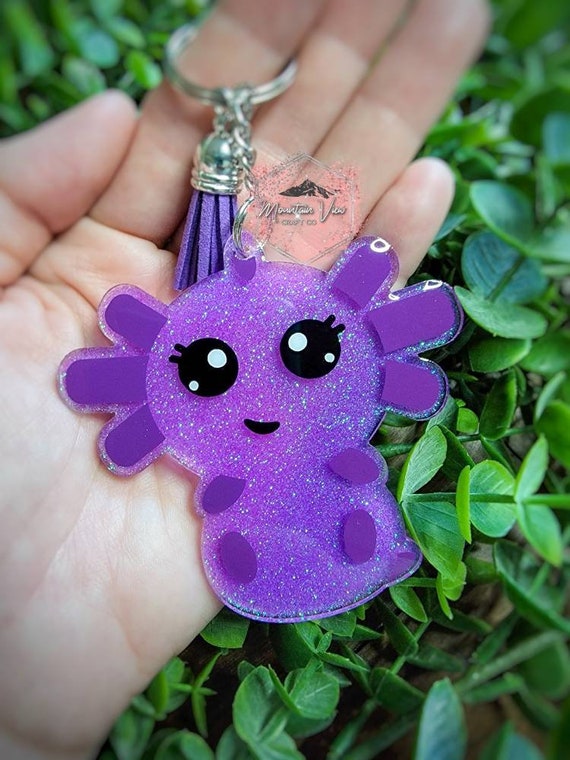 Customizable Axolotl Glitter Keychain, Axolotl Keychain