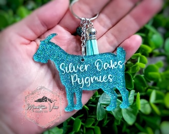 Customizable Pygmy Goat Glitter keychain, personalized goat keychain, dairy goat gifts, livestock keychain, goat mom, goat accessories
