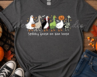 Spooky Goose on the Loose Halloween T-Shirt, Sweatshirt, Hoodie - Funny Halloween Tees - Funny Farm Halloween Shirts