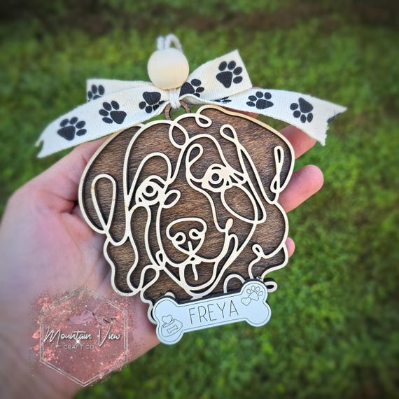 Personalized Line Art Dog Breed Christmas Ornament, Personalized Dog Ornament, Pet Ornament, Pet Memorial Ornament, 90+ Dog Breeds