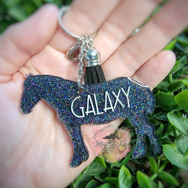 Customizable Belgian Draft Horse Glitter keychain, personalized belgian keychain, personalized horse gifts, Belgian horse gifts, draft horse