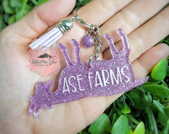 Customizable Fainting Goat Glitter keychain, personalized fainting goat keychain, myotonic goat, goat mom, goat accessories, goat gifts