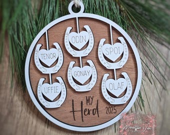 Personalized Horse Shoe Ornament, custom horse ornament, custom horse gifts, equestrian, horse farm christmas ornament, horse barn gifts