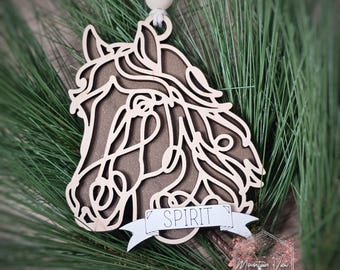 Personalized Line Art Horse Christmas Ornament, Personalized Horse Ornament, Pet Ornament, Pet Memorial Ornament, Personalized Horse Gifts