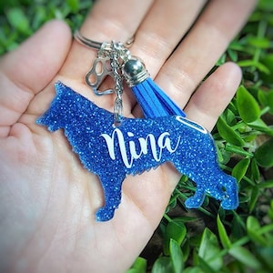 Customizable Belgian Malinois Glitter Keychain, Personalized Belgian Malinois Keychain, Belgian Malinois Mom Keychain, Belgian Malinois Gift