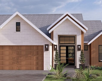 3bed 2bath Farmhouse Plans House Design Plan Set - Custom Home Plans 2,971 AREA Cottage Ranch House Blueprint