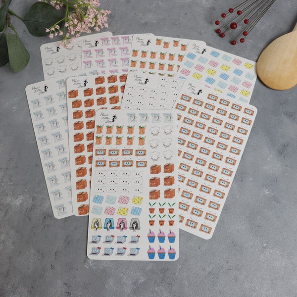 Haushalts Tracker Sticker Kawaii | Einkaufen | Kochen