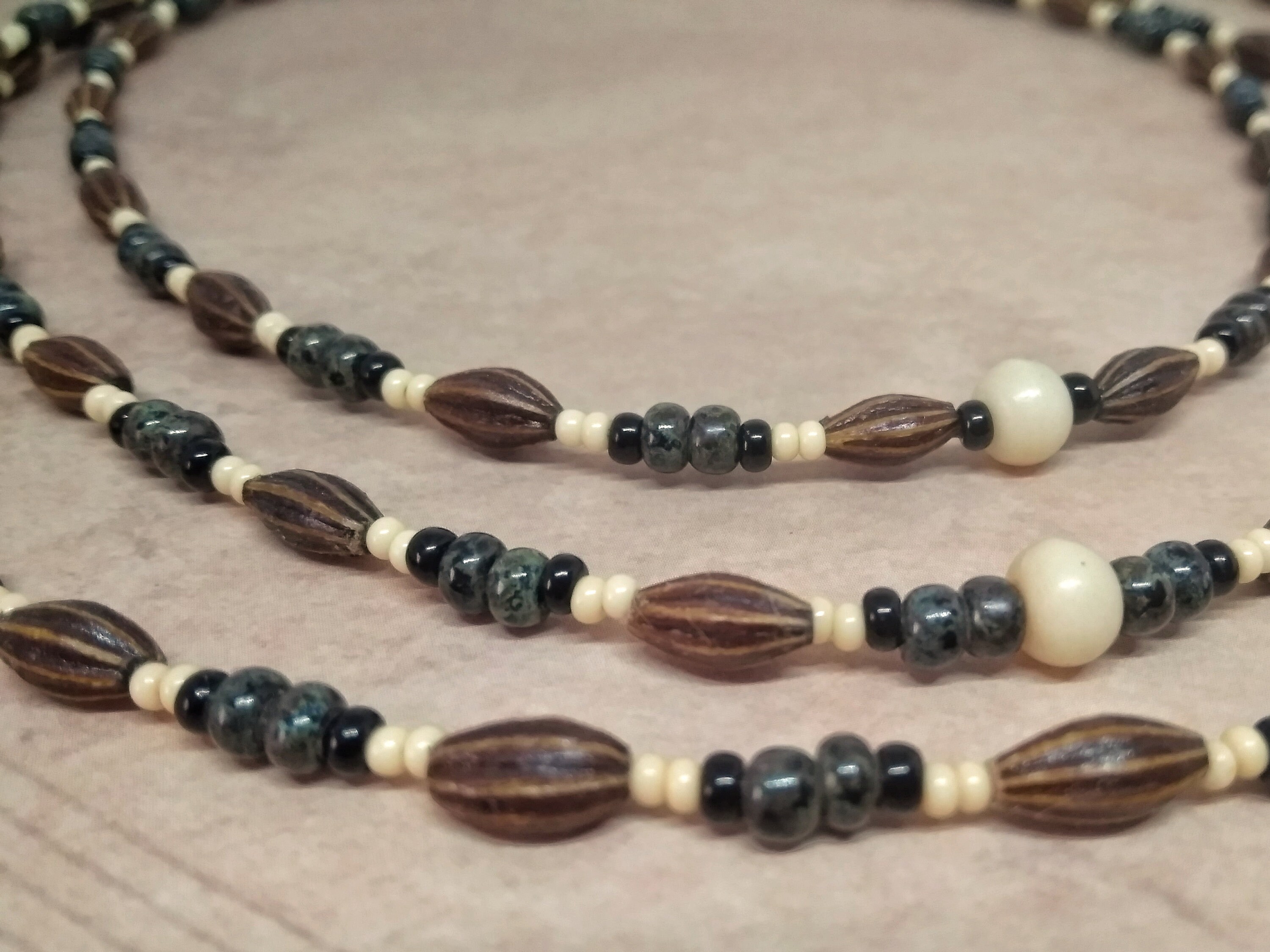 Brown bead choker / Beaded wood necklace / Mens beaded Etsy