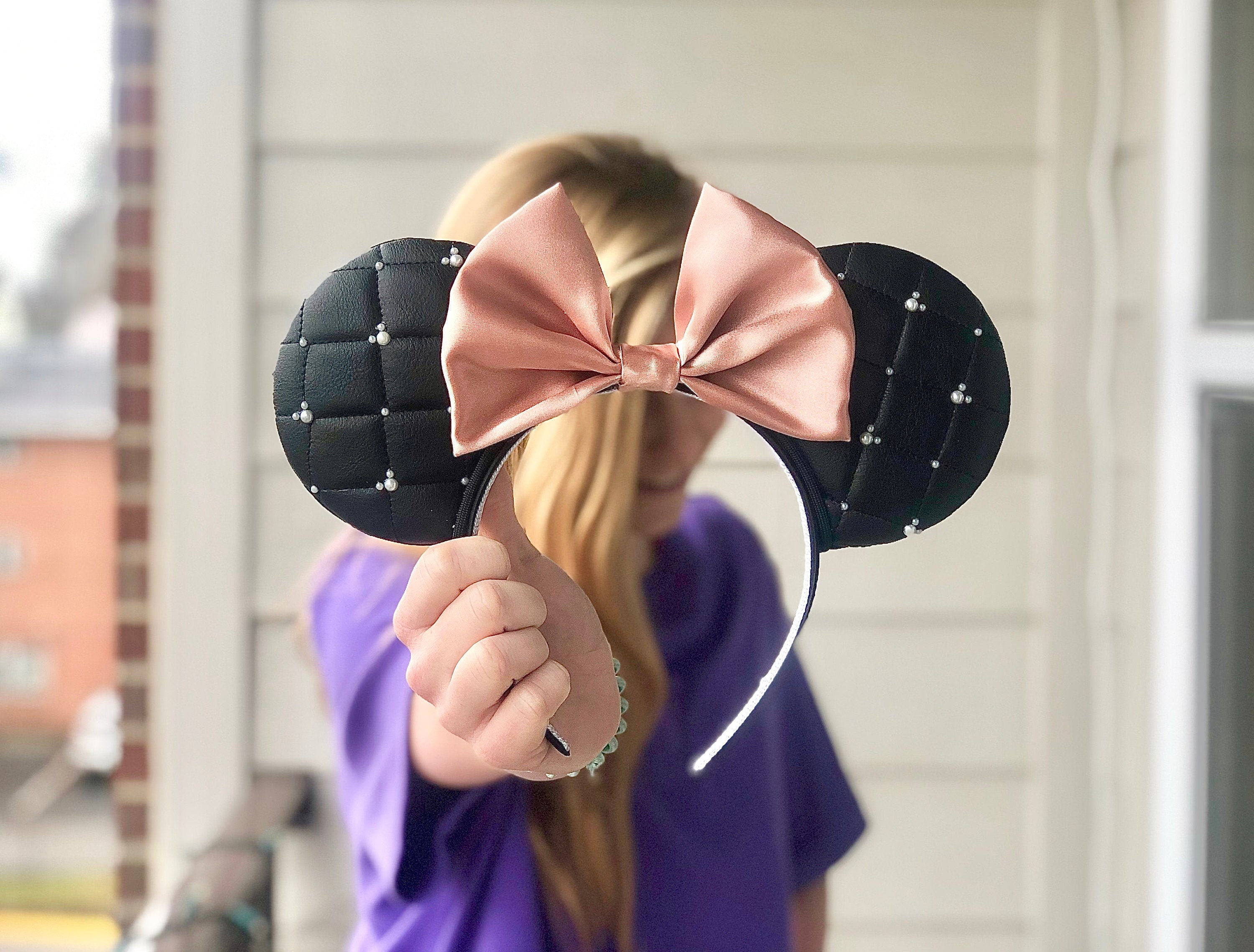 Faux Leather Mickey Ears Customizing Mickey Ears with Cast Member Calligraphy Design main image 4