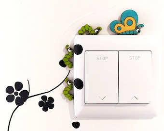 Décoration pour interrupteur ou décoration pour porte de placard, montant de porte - décoration papillon et chenilles