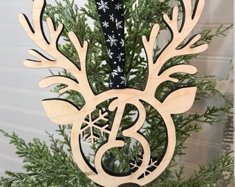 Reindeer Initial Ornament