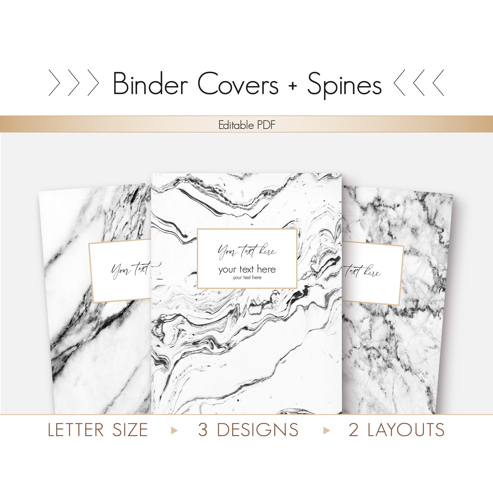 Binder Cover Printable, Marble, Editable PDF, Letter - Etsy