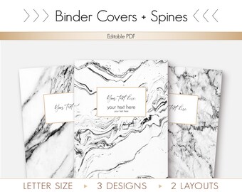 Binder Cover Printable Marble Editable PDF Letter - Etsy