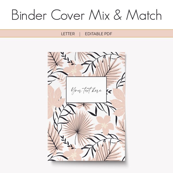 Binder Cover Mix & Match Printable, Single Design, Summer Tropical 007, Editable PDF, Letter