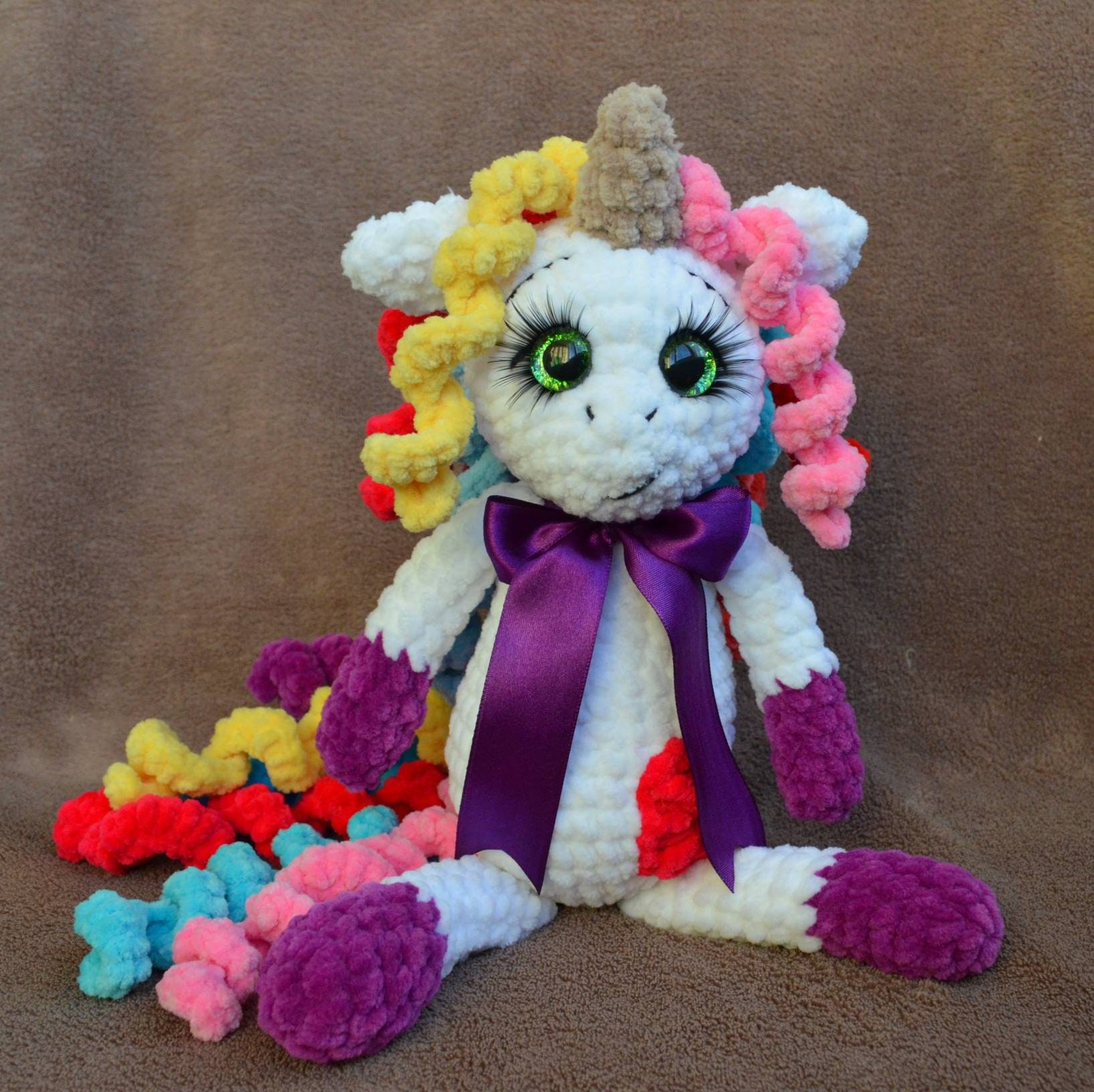 knitted mini unicorn plush toy