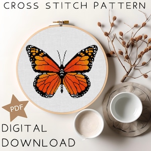 Monarch Butterfly Cross Stitch Pattern PDF Digital Download