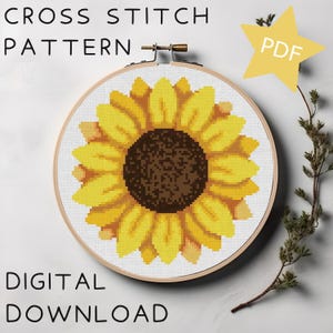 Sunflower Cross Stitch Pattern PDF Digital Download