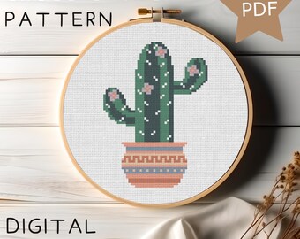 Cactus Cross Stitch Pattern PDF Digital Download
