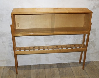 Scandinavian sideboard, show cupboard made of birch wood, refined and sleek
