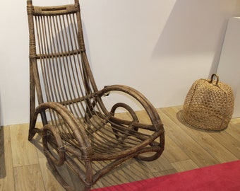 Willow and bamboo smoking chair from the 60s, very nice example