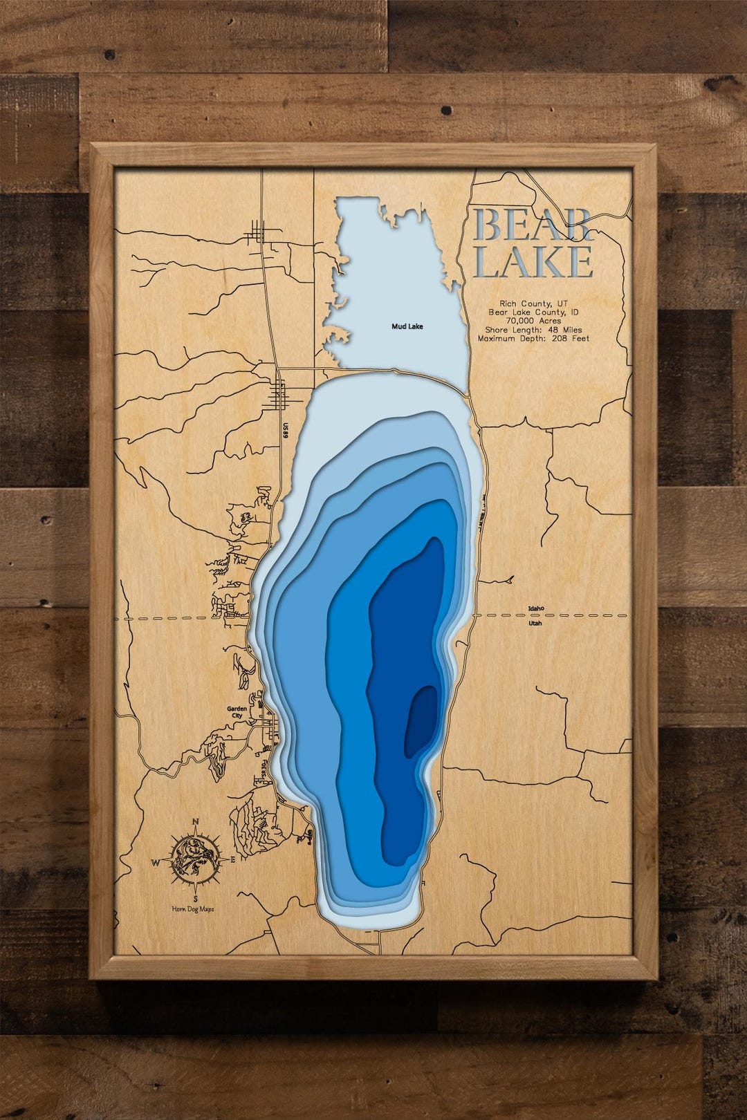 Bear Lake Utah and Idaho 3D Wood Map – Custom Topographic Lake Art - Etsy