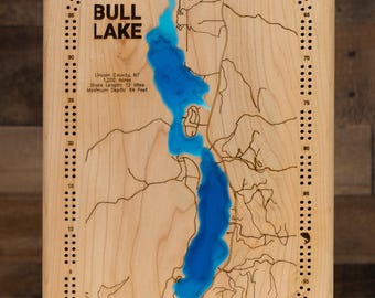 Flaming Gorge Reservoir in Wyoming and Utah 3D Wood Map – Custom