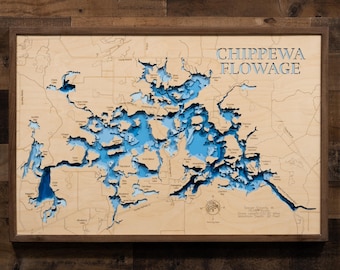 Chippewa Flowage 3D Map - Custom Lake Art - Personalized Laser Cut Decor