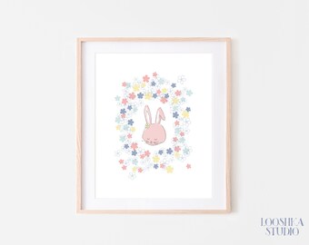 Bunny nursery decor, bunny wall art, nursery art animals, nursery art ideas, baby shower gift, nursery decor girl, bunny nursery print