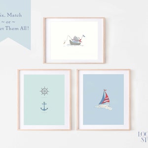 Nautical nursery decor, blue boy nursery