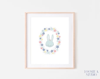 Bunny art, bunny wall art, nursery art animals, nursery art ideas, baby shower gift, animal art prints, bunny nursery print