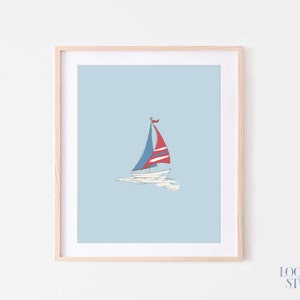 Sailboat nursery print, nautical nursery, boys room decor, boat print, sailing nursery art, nautical baby decor, baby boy nursery