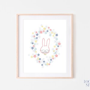 Hase Kinderzimmer Deko, Hase Wandbild, Hase Kunstdruck, Geschenk zur Geburt, Türbild Hase, Türaufkleber, Wandbild Hase